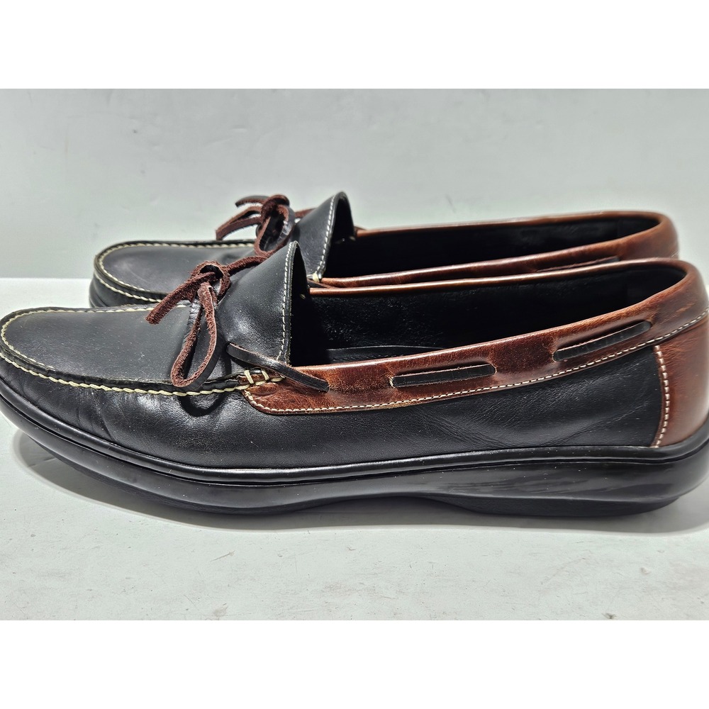 Cole Haan Loafers Mens 11M Black Brown Leather Bow Boat Shoes C08940 - Picture 2 of 9
